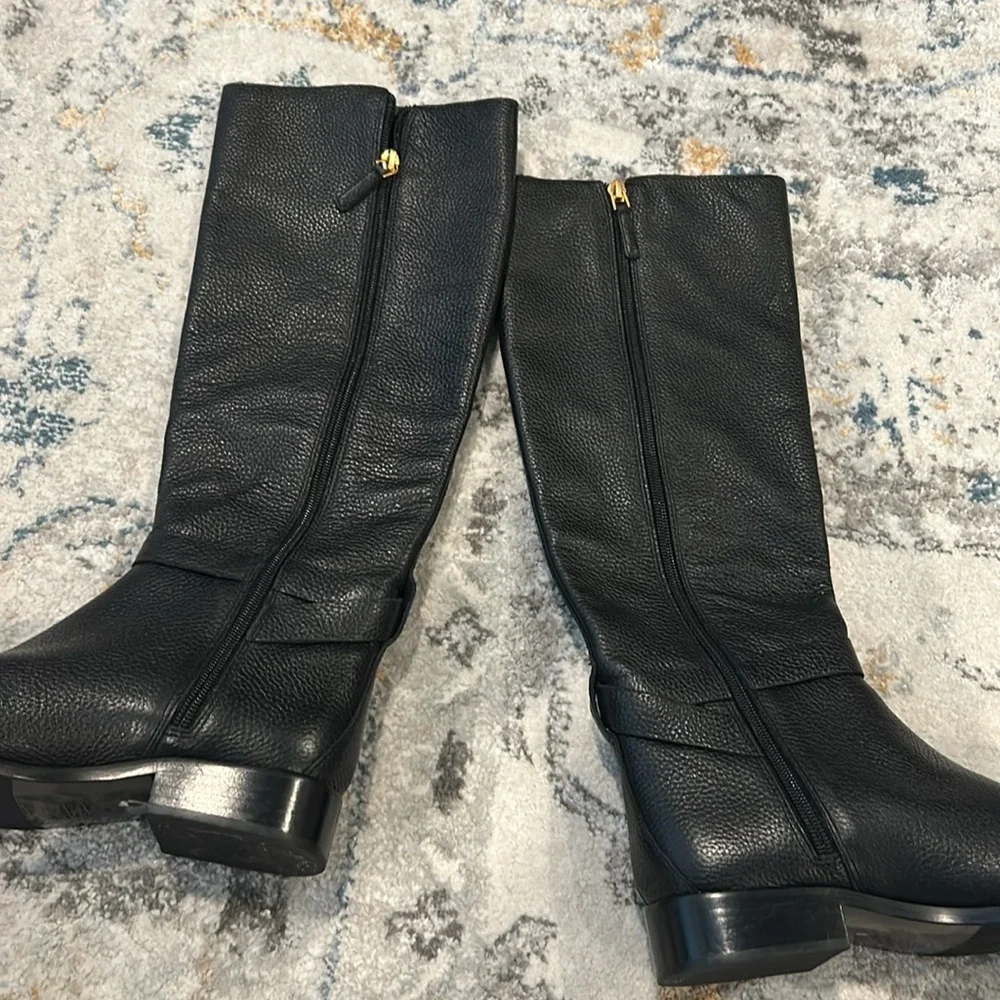 Tory Burch Brooke High Boots Leather Black 6 English Countryside Dark Academia
